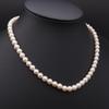 Used V342 Genuine Pearl 6.7mm Pearl SILVER Engraved Necklace Design Silver June Birthstone