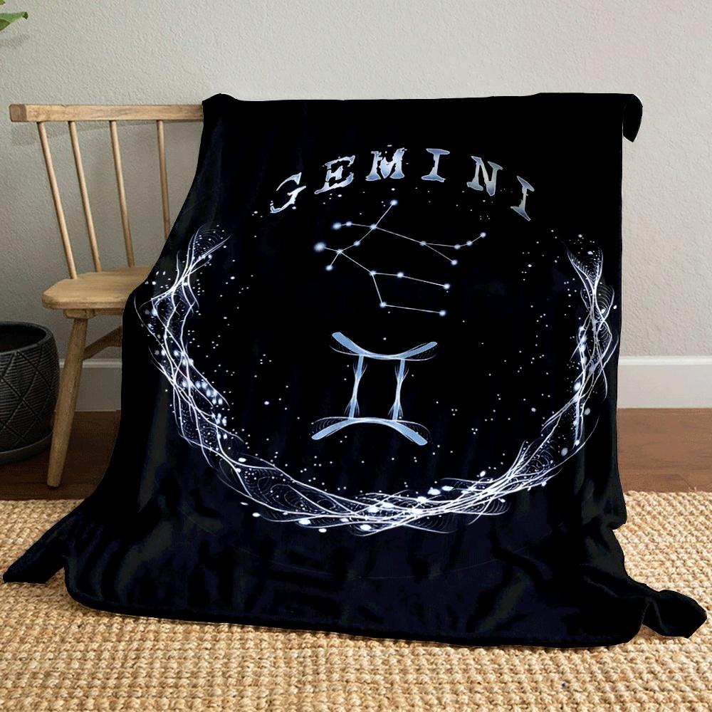 A Glowing Gemini Zodiac Design Featuring Constellation and Symmetrical Curves. for All Seasons Blanket Lunch Break Throw Gift