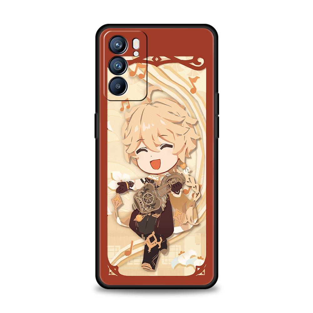 Милый чехол для телефона Genshin Impact для Oppo A54 A53 A52 A9 2020 A15 A95 A16 A76 A74 A12 Find X5 Reno7 SE Reno6 Pro Plus 5G Oppo A15