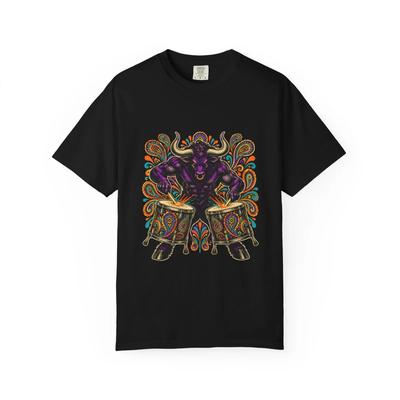 Minotaur Breaks the Drumline Mythic Rock T-Shirt Black Front Print
