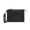Cooper Logo Zipper Closure Cowhide Clutch Large Men's Black