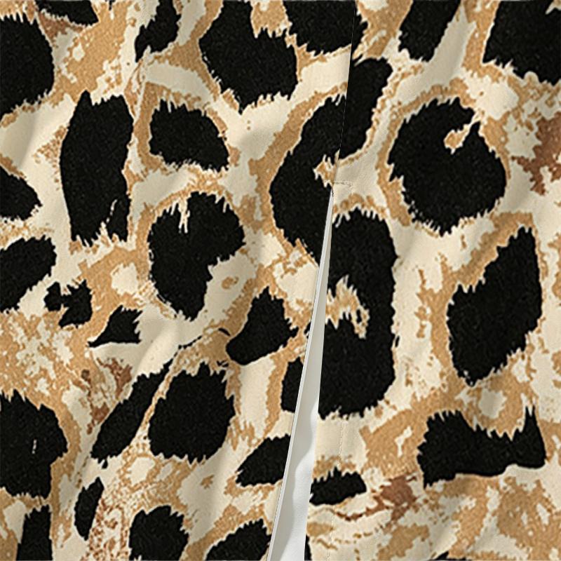 Leopard Print Flowy Slit Skirt, Soft Comfortable Versatile for Beach Vacations & Date Nights