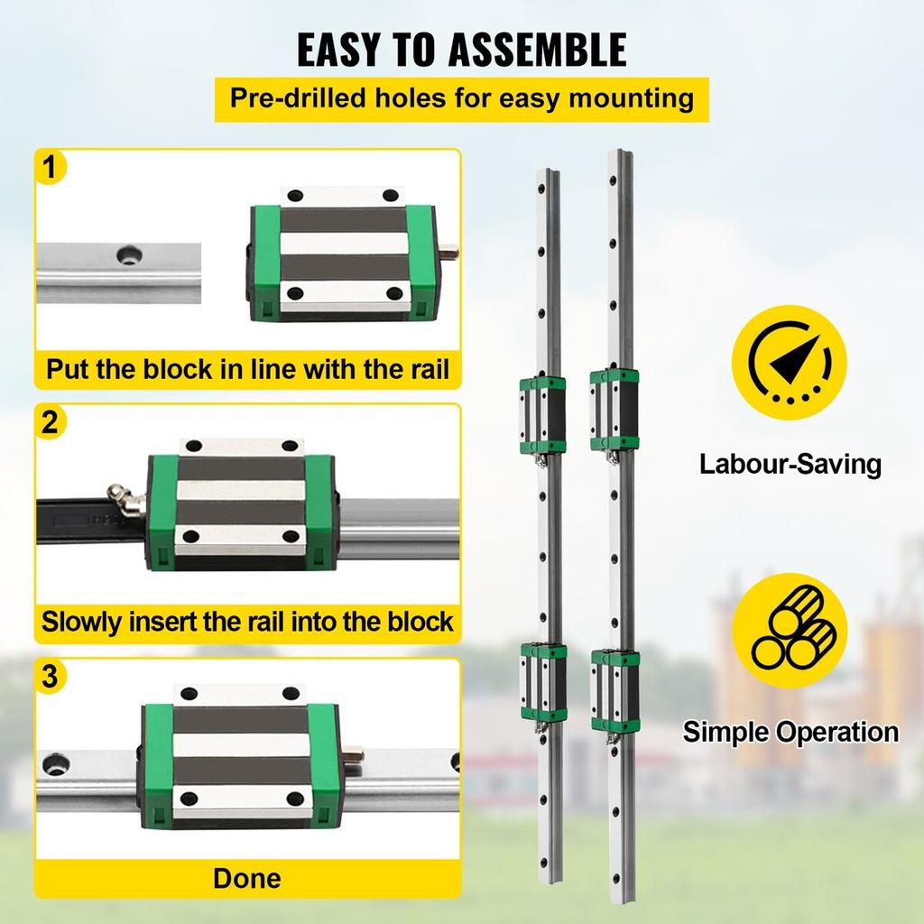 Linear Guide Rail 2Pcs HGR20-1000mm Linear Slide Rail with 1Pcs RM1605-1000mm Ballscrew with BF12/BK12 Kit Linear Slide Rail Guide Rail Square For DIY