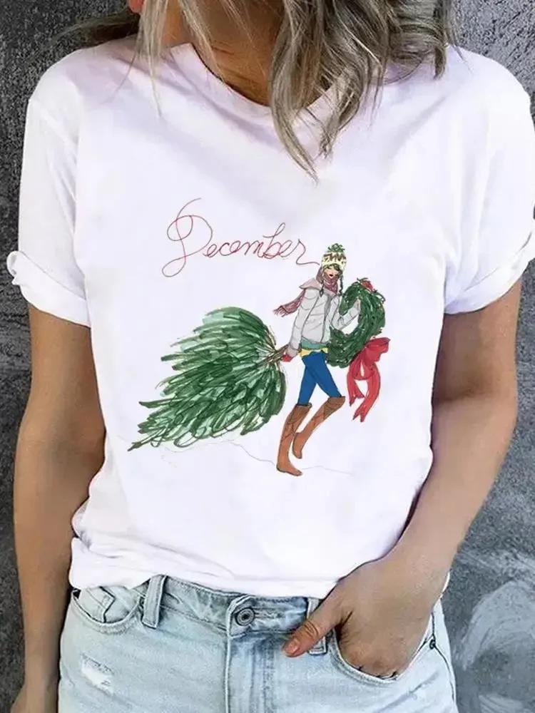 Christmas Clothes Fashion New Year Short Sleeve Print T Top Avocado Love Style Cute Basic Women Tee Clothing Graphic Tshirts
