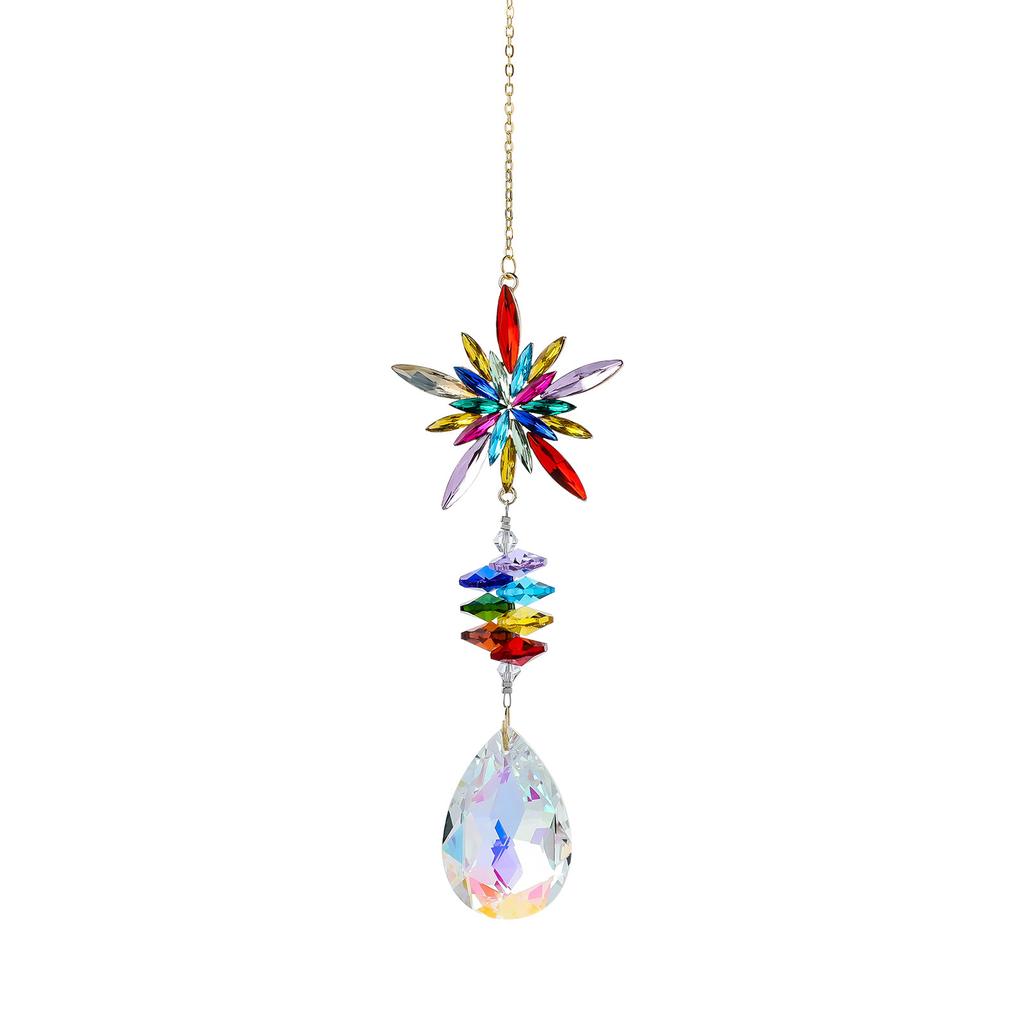 Colorful Crystal Suncatcher Hanging Rainbow Maker Prism Sun Catcher Ornament For Garden Window Outdoor Home Decor Chakra Pendant