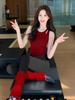 Red Women's Yoga Top with Chest Pads - Stylish Activewear for Pilates and Fitness