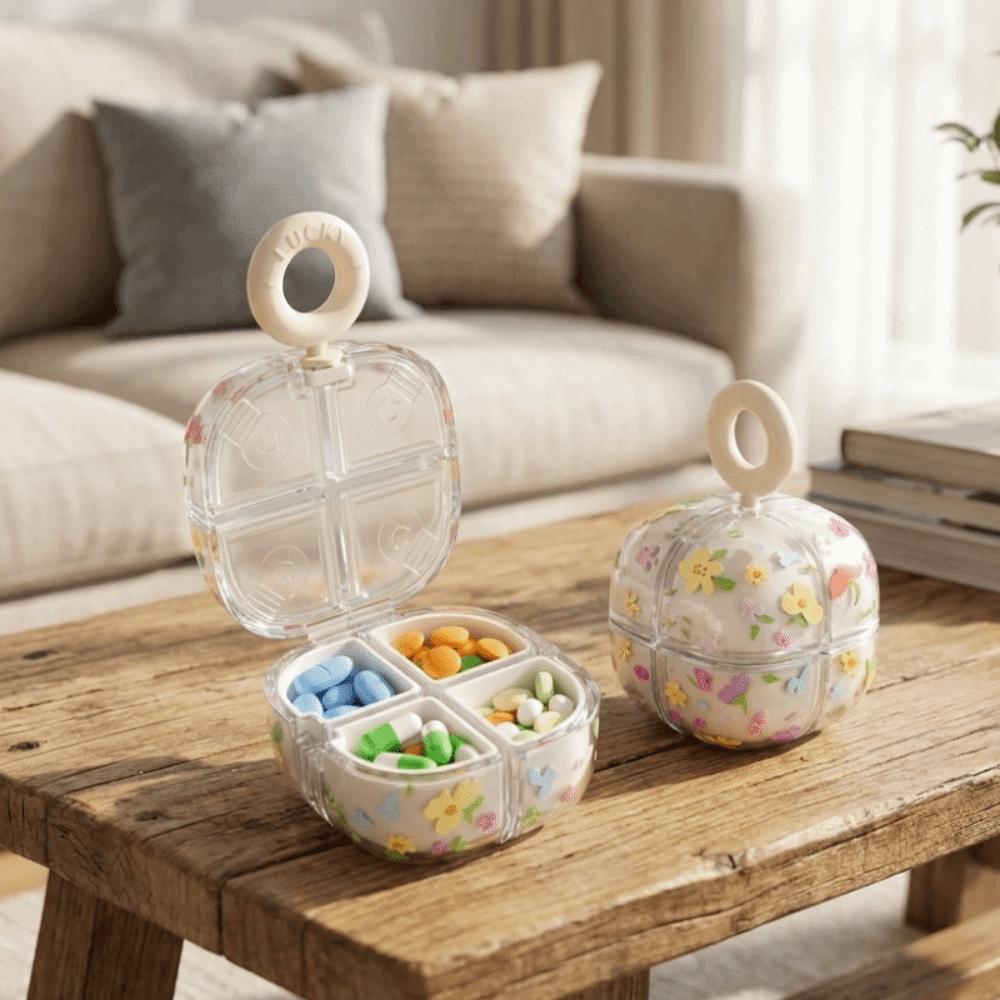 Flower Shaped Magnetic Cube Pill Box Mini Pill Storage Container Portable Pill Dispenser Travel