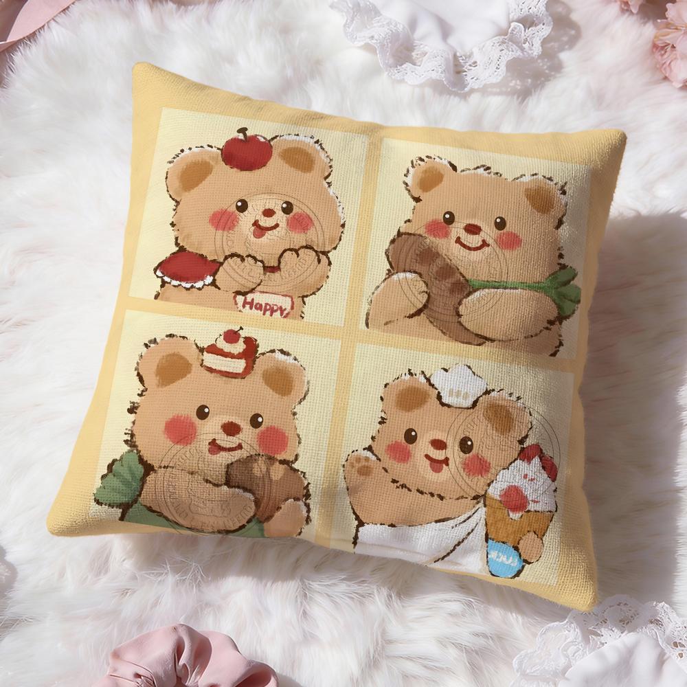 Anime B-Butter BearS Cushion Cover Premium Comfort Reversible Pillow Cove -Two In One Design for Any Room & Car Interior