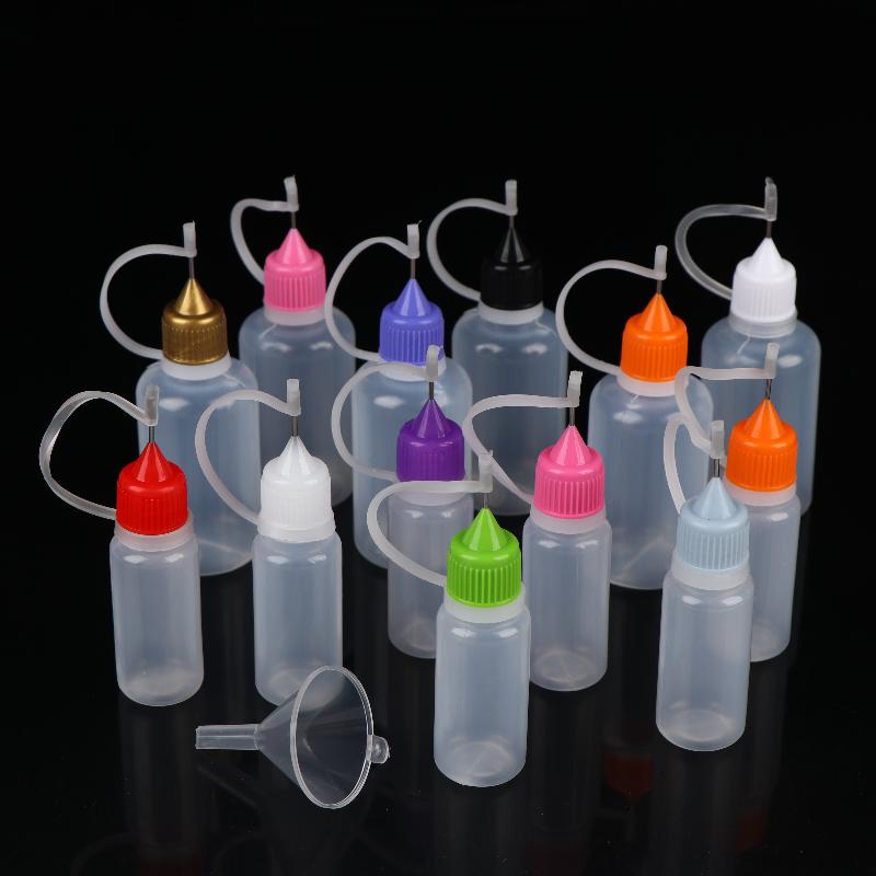 1 Set Klarplastik-Squeeze-Flaschen mit Nadelspitze und sicheren Deckeln für Klebstoff, Bastelmaterialien, Gewürze und Flüssigkeitsaufbewahrung