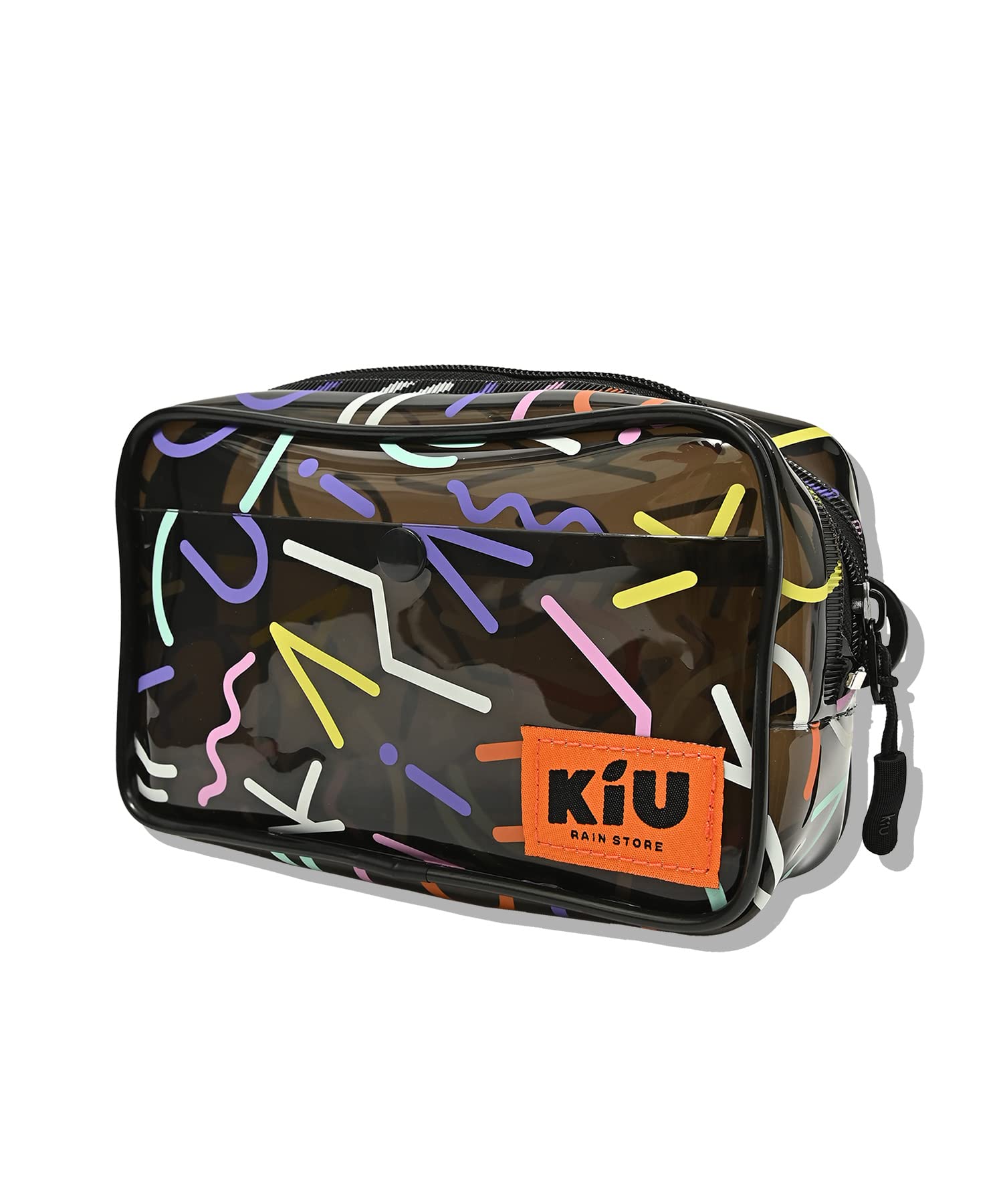 Прозрачный прозрачный кошелек KiU, ПВХ кошелек, Косметичка, Пляж, Для улицы, Фестиваль, ПВХ кошелек, Большой, Мужской и женский, Геометрический черный, K339-205