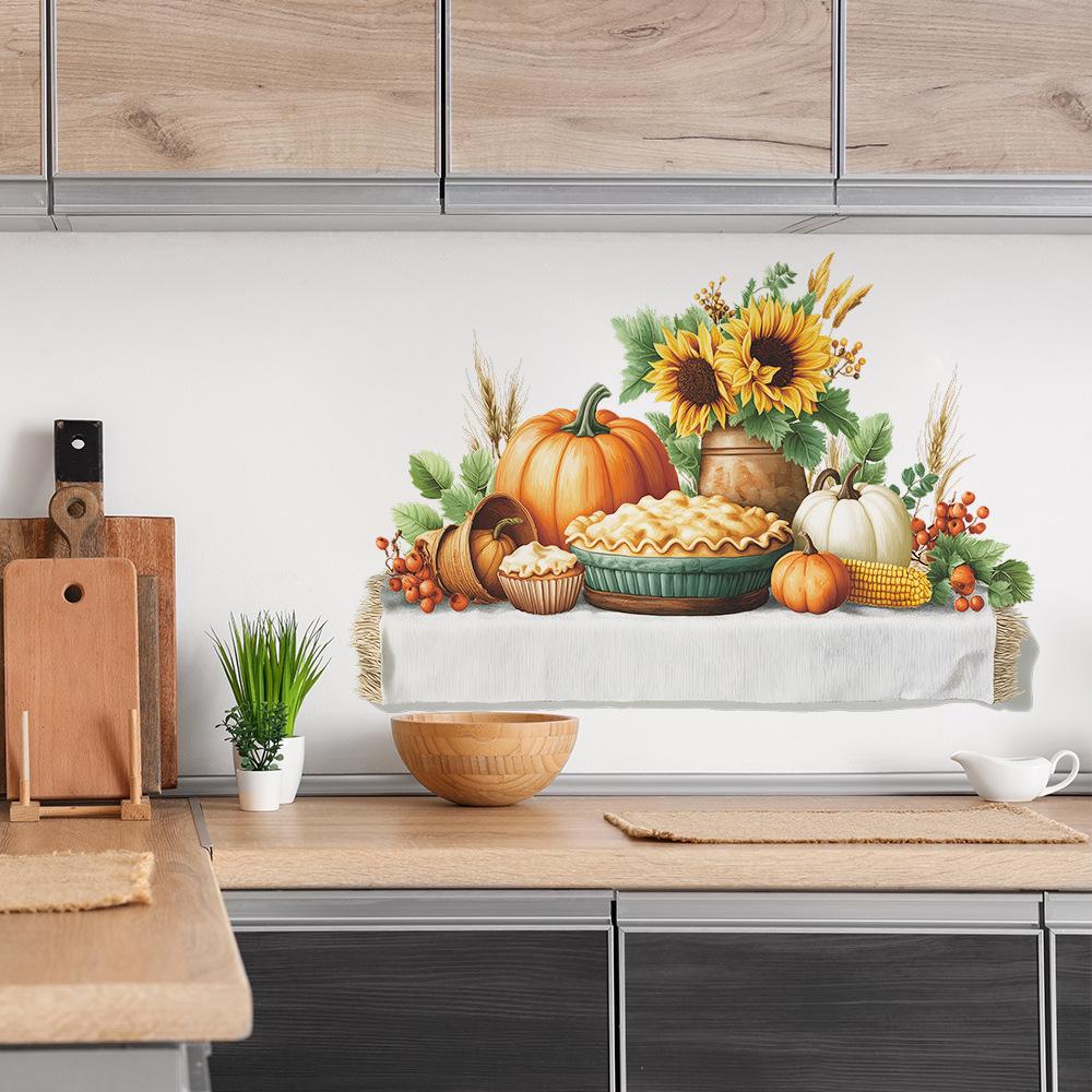 Country-style Pumpkin Sunflower Kitchen Dining Room Home Decoration Wall Stickers
