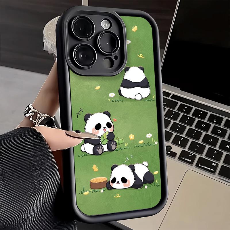 Phone Case for iPhone 17 Air 16E 15 16 Pro Max Cute Cartoon Panda Cover 14 Plus 13 12 Mini Soft Shell Silicone Fundas