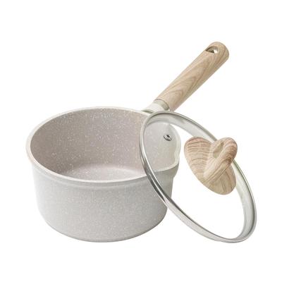 CAROTE COSY Saucepan with Induction Marble Easy To Perfect for Warranty (16cm) Lid, Compatible, PFOA/PFOS Free, Coating, Non-Stick, Clean, One-Person