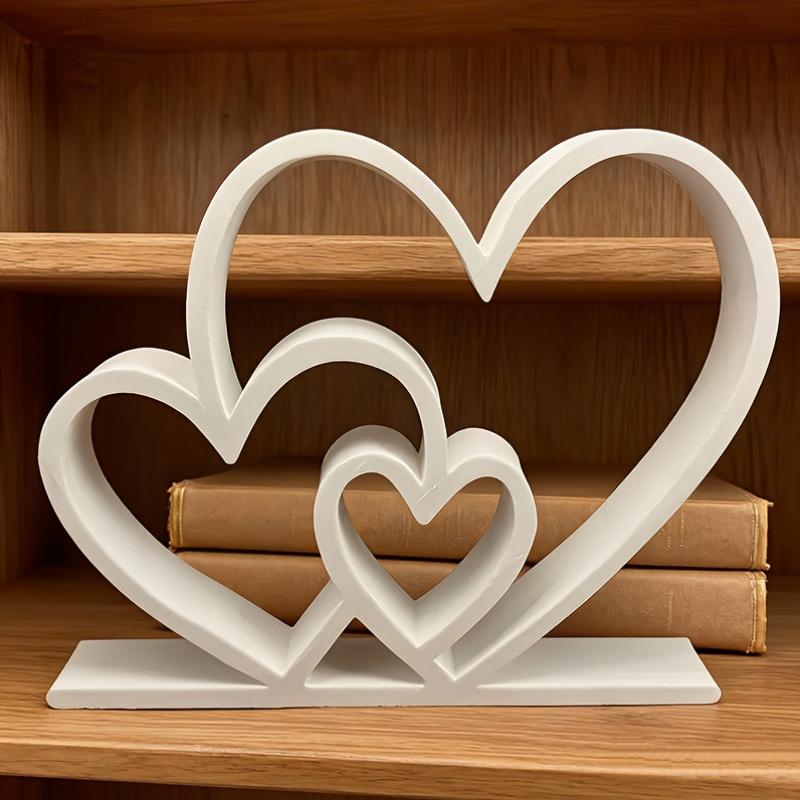 Stylish White Heart Art Sculpture, Contemporary Desktop Decor, Perfect Romantic Valentine Gift for Modern Home Interior