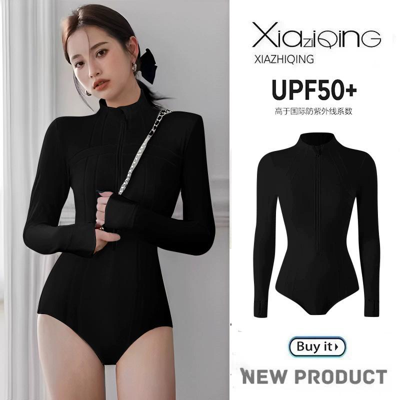 Tail Wave Surfing Turtleneck Swimsuit Women'S Long-Sleeved Trousers Professional Sunscreen Upf50 + One-Piece Quick-Drying Wetsuit Jellyfish Suit