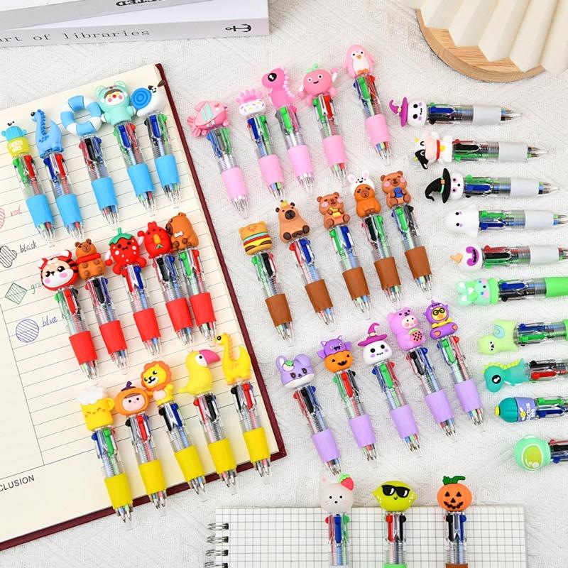 Multicolored Ballpoint Pen 4-Color-in-1 Writing Pens Retractable Ballpoint Pens for Note Taking Journaling