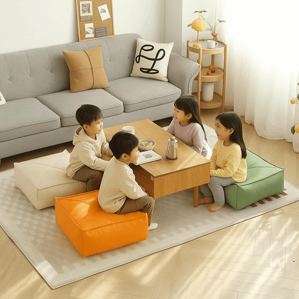 Square/Round Floor Cushion PU Leather Sitting Pier Practical Tatami Sitting Mat  Bay Window