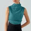Women's Solid Color Semi-high-neck Sleeveless Vest Pleated  Top T-shirt