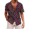 Hawaiian Mens Shirts Lapel Short-Sleeved Shirt Mexican Style Clothing Casual Loose Button-Down Shirt