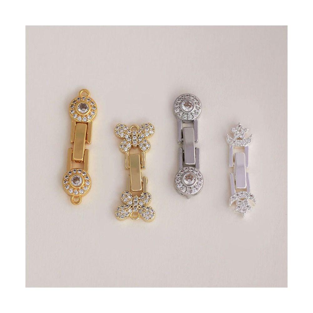 4PCS Inlaid Zircon Bracelet Clasps Pearl Accent DIY Bracelet Findings Pearl Clasps  Jewelry Crafting