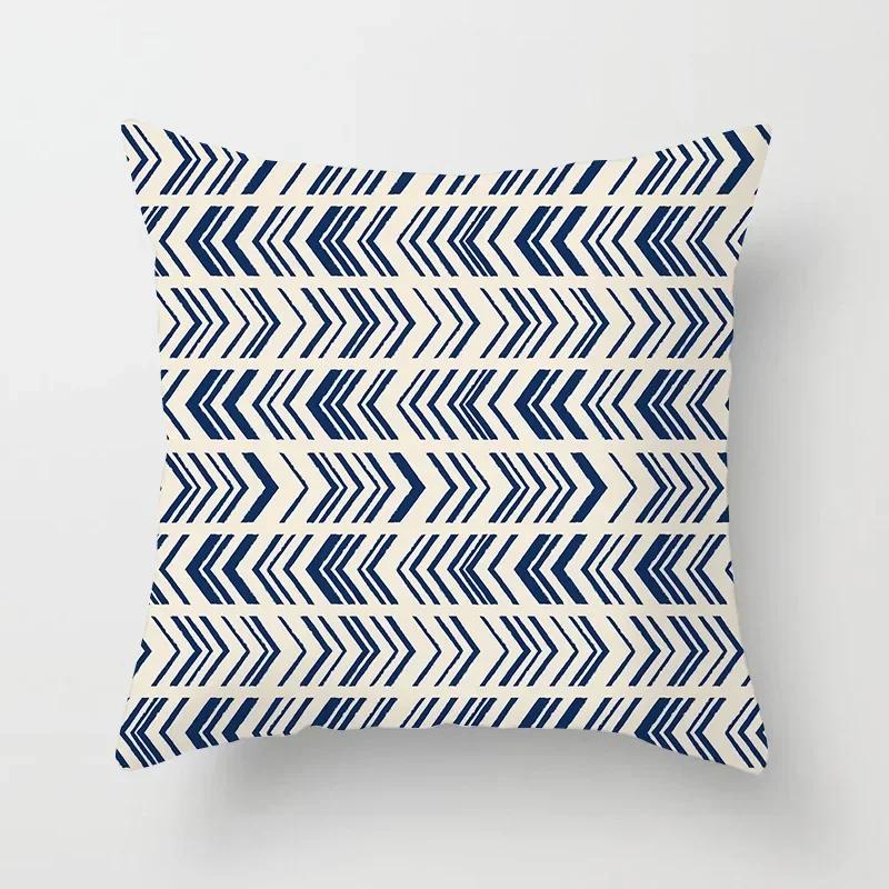 Blau Weiß Porzellan Druck Kissenbezug Böhmischer Stil Mandala Geometrie Kissenbezug Modern Mode Sofa Stühle Dekokissen