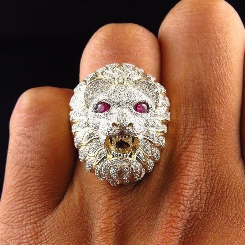 New Domineering Men's Ring Creative Lion Head Shape European and American