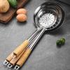 201Stainless Steel Strainer Ladle Large Mesh Skimmer with Wood Handle Oil Skimmer Spoon Suitable for Kitchen Use
