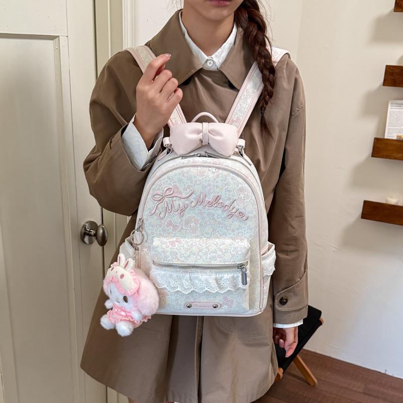Schoolbag Korean girl heart backpack women's 1011 new bag sweet and cute bow backpack student schoolbag
