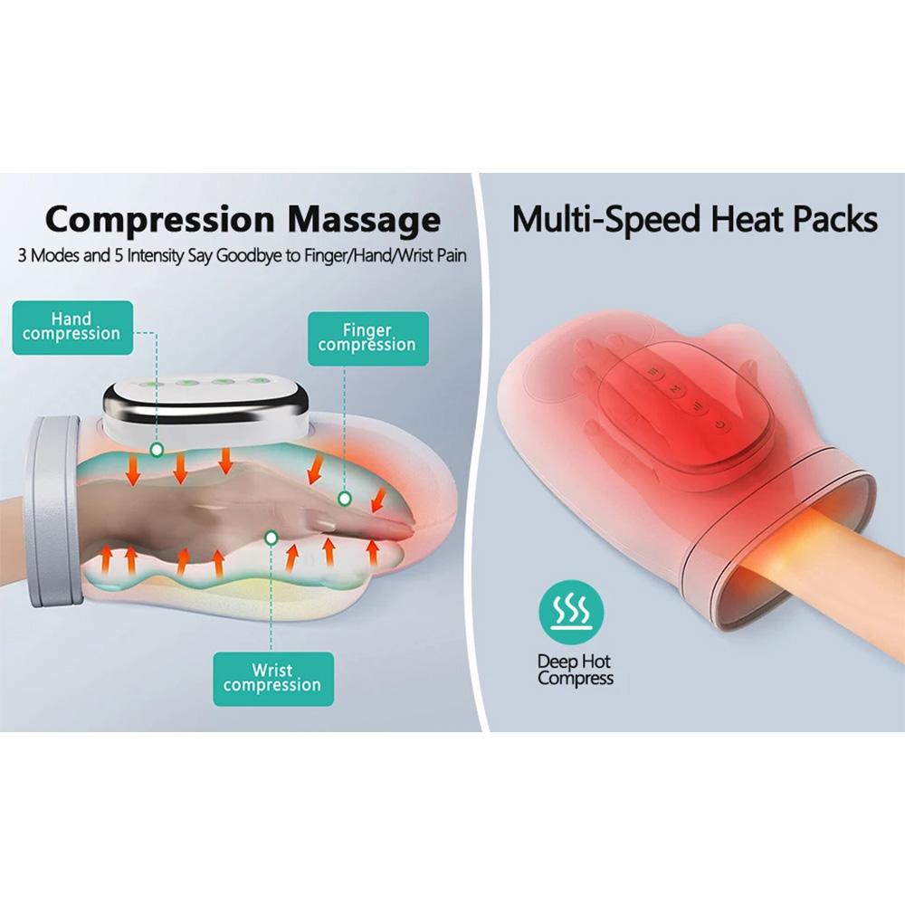 Portable Electric Hand Massager with Heat - Cordless Air Compression Relaxation Device