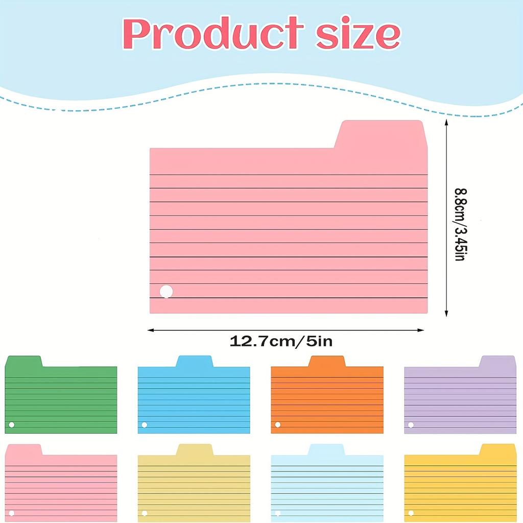 200 ks barevných kartotéčních lístků, 3,45 x 5 palců řádkové kartotéční lístky s 8 kroužkovými prázdnými kartotéčními kartičkami linkované kartotéční lístky Těžké poznámkové kartičky pro školní potřeby