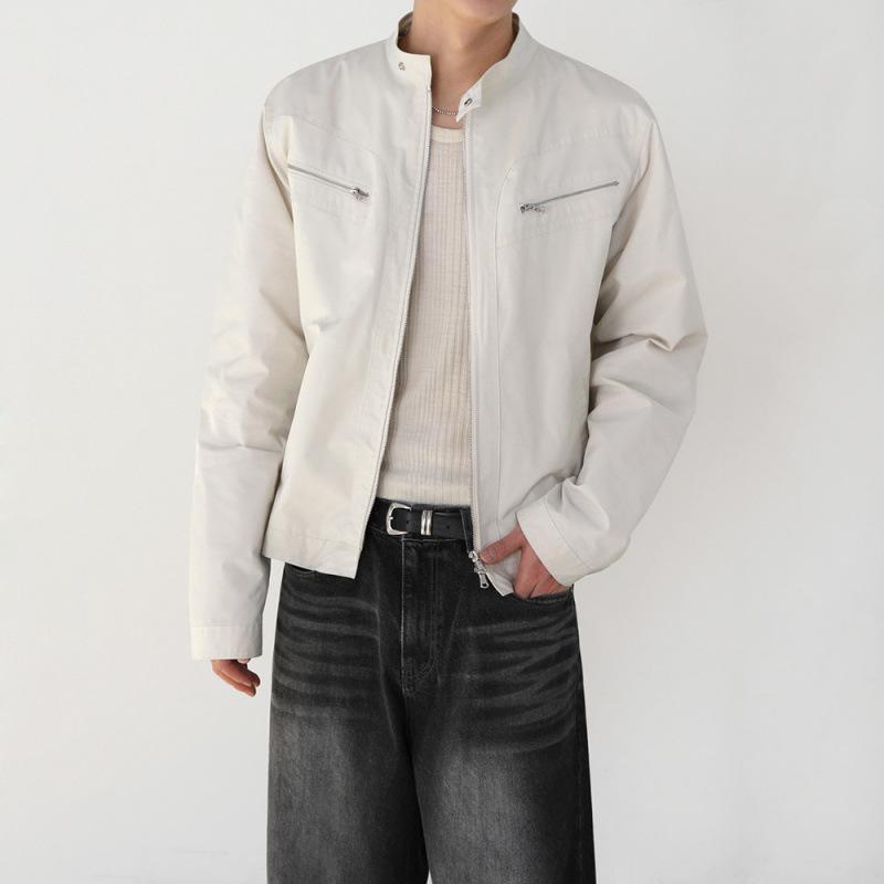Stand Collar Jacket Men's Autumn and Winter Trendy Coat Korean Style Loose Design Top