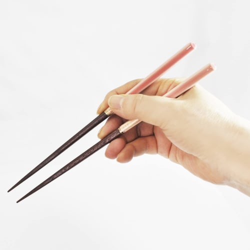 A Pair of Lacquered Chopsticks with a Paulownia Wood Box and Chopstick Rest, Honoka, 2 Pairs, Made In Japan