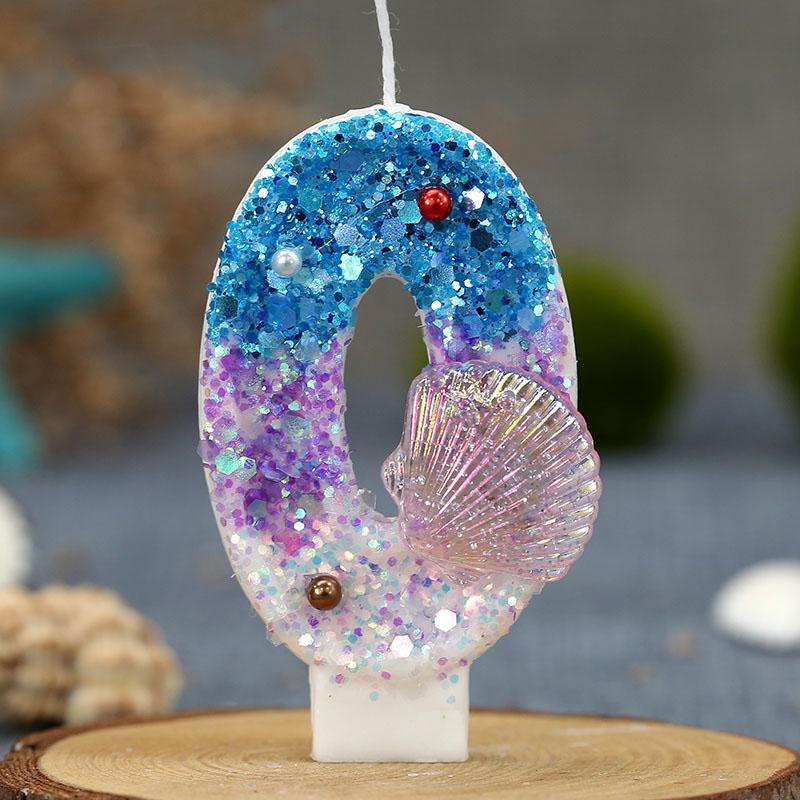 Blue Birthday Number Candle Pearled Cake Funny Decoration Party Supplies Memories Candle Sparkles Beautiful Child Lamps Candles