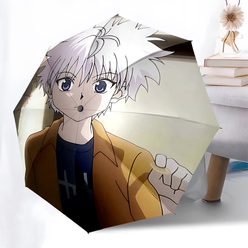 1pc HUNTER X HUNTER Gon & Killua Anime Character Automatic Folding Umbrella, Portable 3-Fold Design with Iron Frame, Outdoor for Fans, Travelers, Dail
