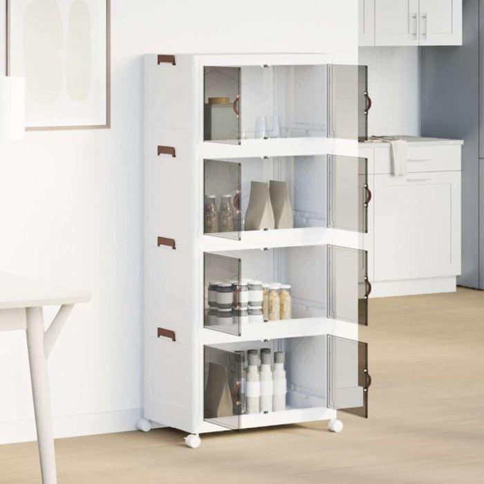 Boîte de rangement empilable avec roues à 4 niveaux 75 L