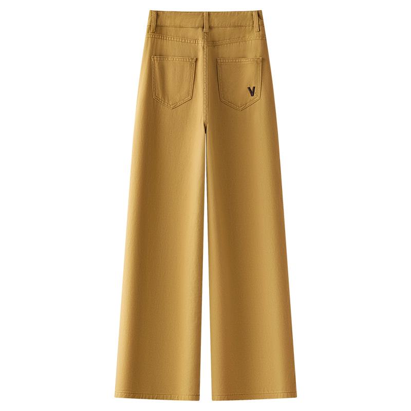 Women's Yellow High Waist Retro Loose Straight Leg Jeans - Spring 2025 Collection