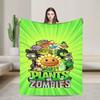 P-Plants-vs-Zombies Videospiele Flanelldecke Weiche Langlebige Bettwäsche Überwürfe für Picknick im Freien Aufdruck Bettüberwurf Sofa Bettbezug