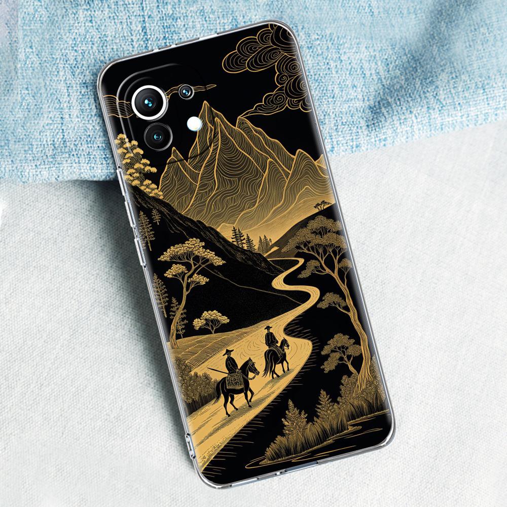 Phone Case For Xiaomi Mi 15 14 13 12 11 Lite 15T 13T 12T Pro Poco X7 X6 X5 Pro 5G X3 NFC F7 F6 F5 Cover Mountain Sunrise Line