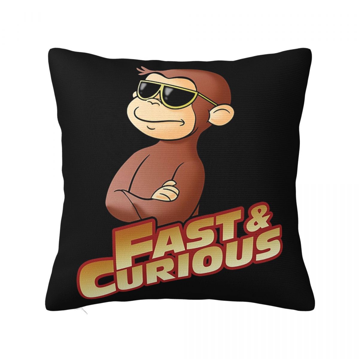 Curious George FAST AND CURIOUS V Square Pillowcase Pillow Cover Cushion Zip Decorative Comfort Throw Pillow for Home Bedroom 30x30 cm 12x12 in