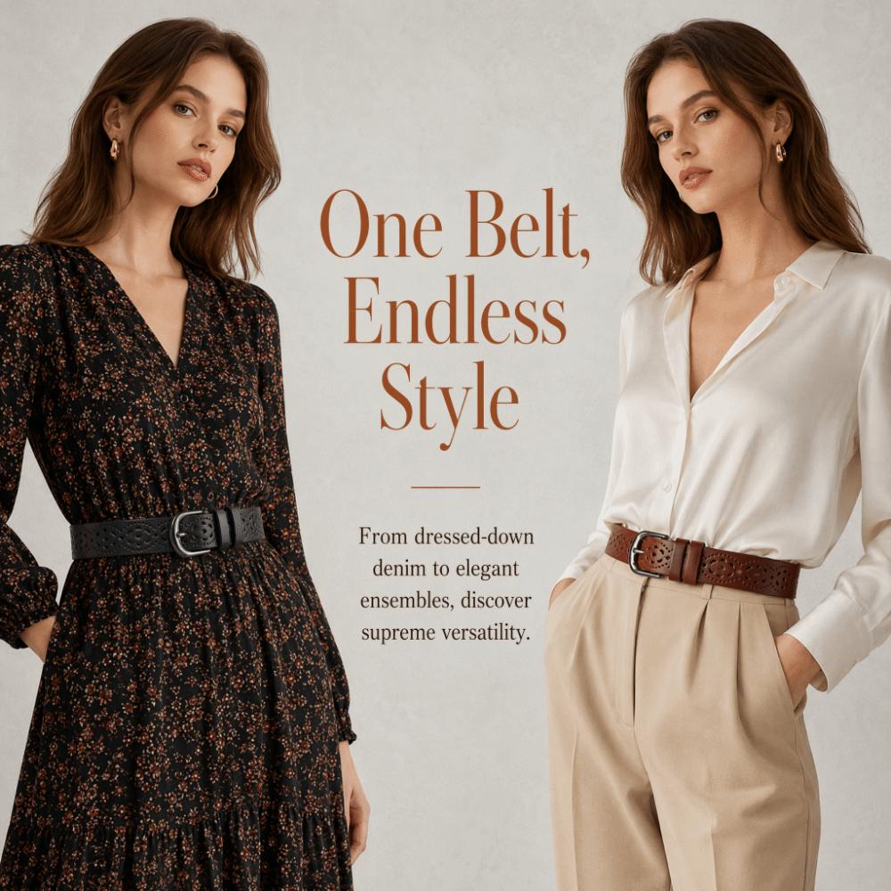 Hollow Vintage Pin Buckle Strap Genuine PU Leather Luxury Female Waist Belt  Jeans Accessories
