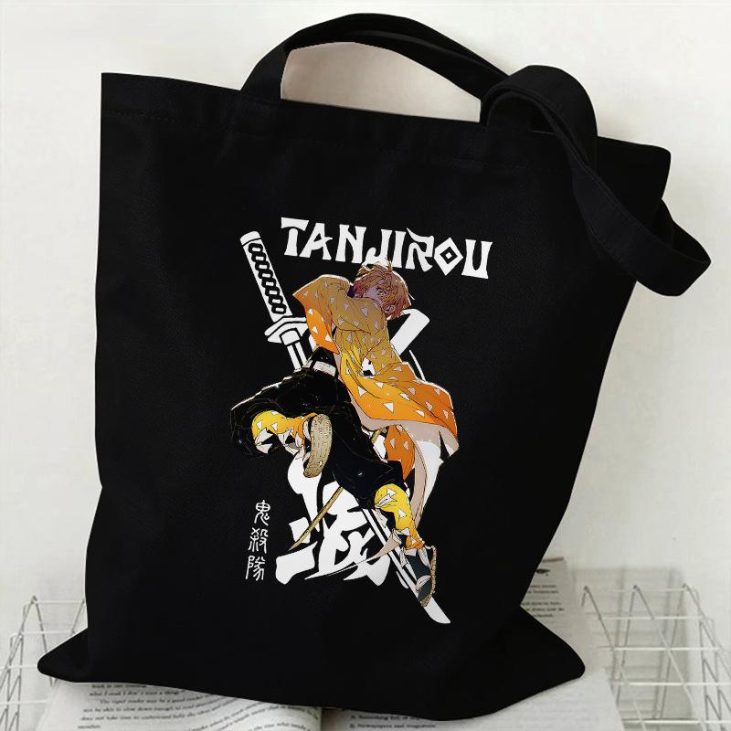 Japan Cartoon Comics Zenitsu Agatsuma Bedruckte Canvas-Tasche Große Kapazität Pendler-Tragetasche Lässige Umhängetasche für Damen 7563