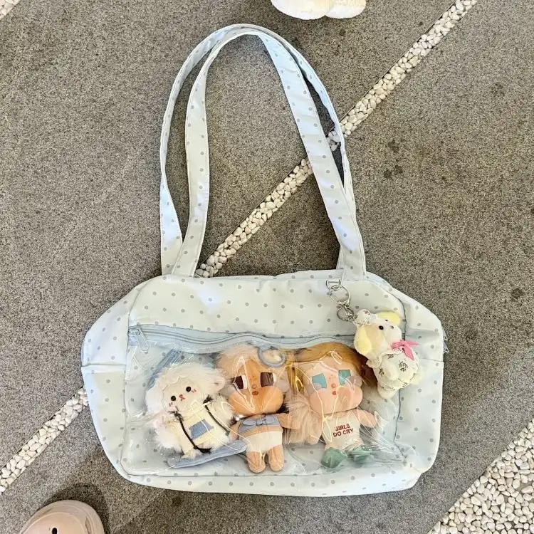 New Fashionable Polka Dot Sweet and Cute Ita Bag Large Capacity Women's Handheld Tote Bag Versatile Commuting Shoulder Bag