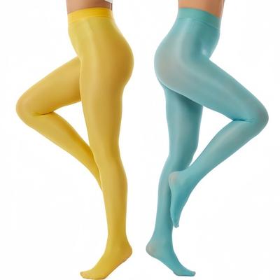 70D Plus Size Oil Reflective Glossy Shiny Pantyhose Curvy Women Nightclub Dance Wear High Waist Shaping Tights Leggings