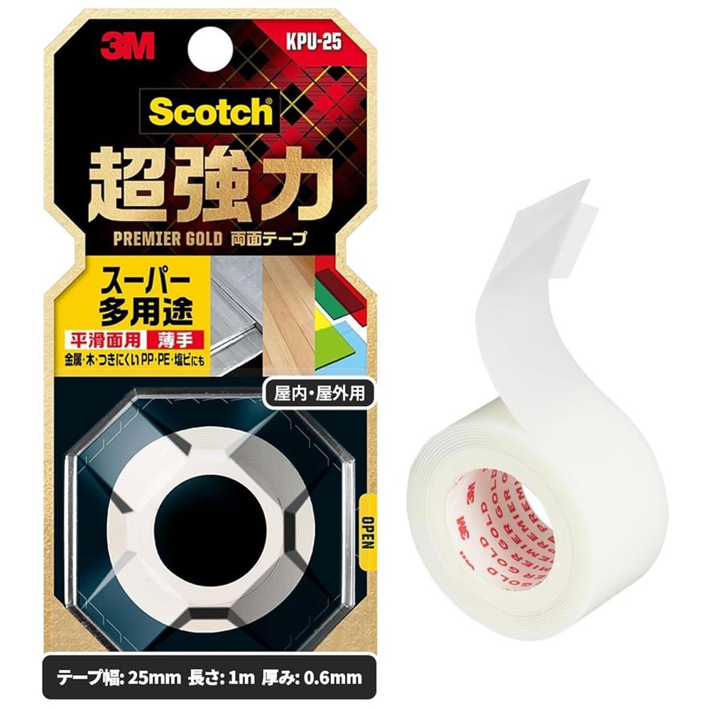 3M Scotch Super Strong Double-Sided Tape Premier Gold (Super Versatile) Thin 25mmx1m KPU-25