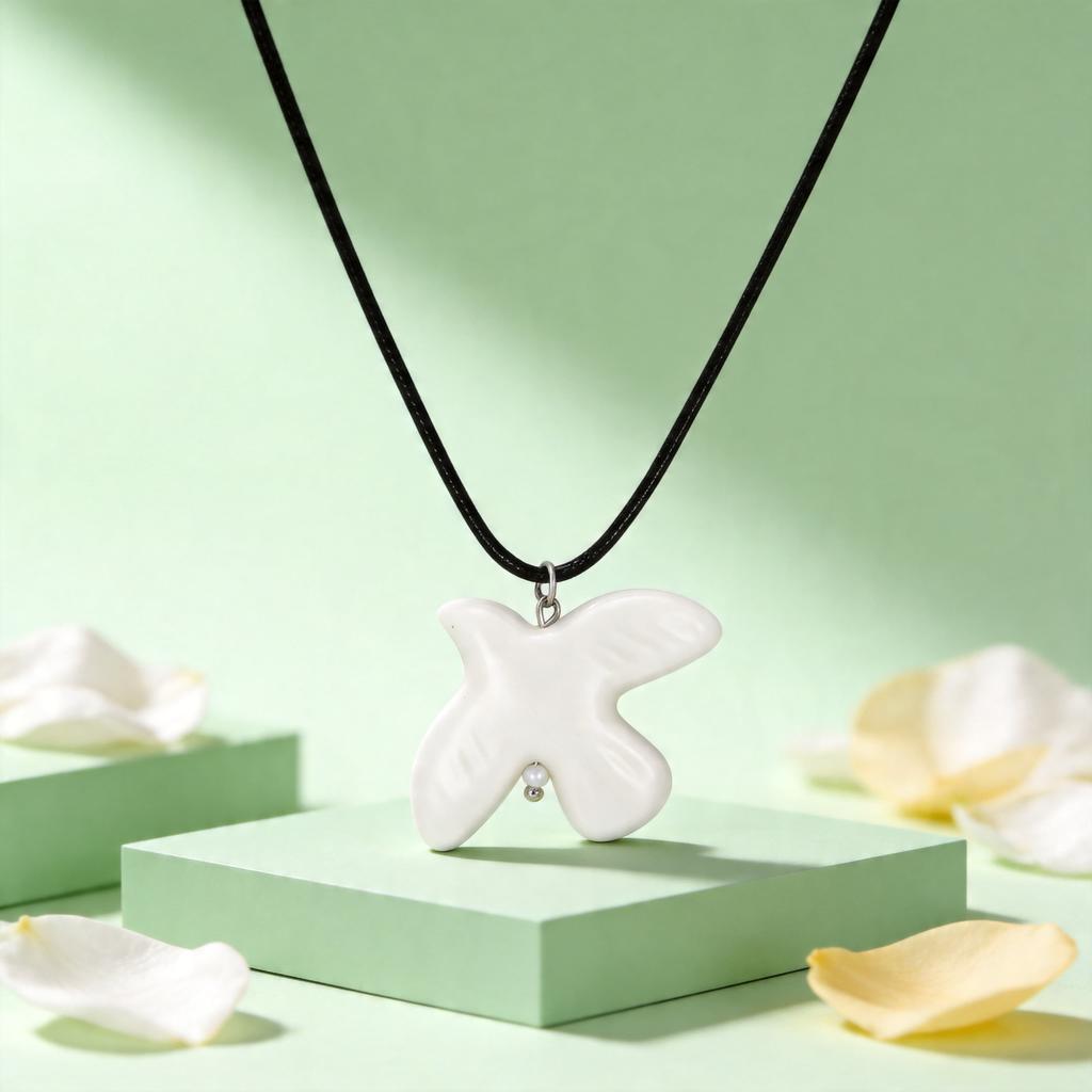 White Ceramic Dove of Peace Pendant for Women High Quality Rope Chain Necklace Unique Jewelry Gift