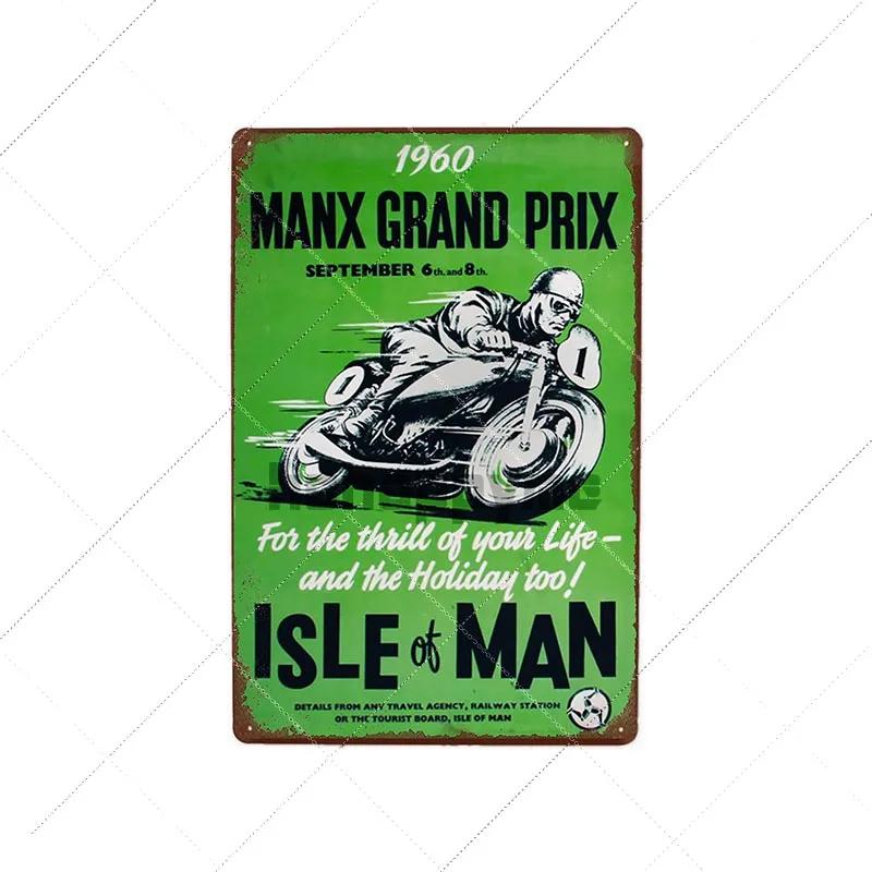 TT Isle Of Man Metal Poster Retro Vintage Tin Signs Motorcycle Races Plaque Wall Plate Pub Bar Garage Home Decor 20x30cm