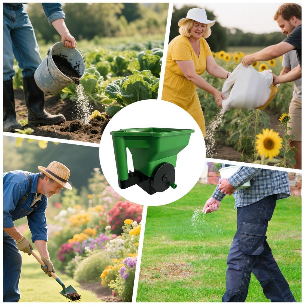 Hand Held Spreader Lawn Seeder Fertilizer Spreader Garden Tool for Grass Seed Granules Spreading Small Yard Planting Supplies