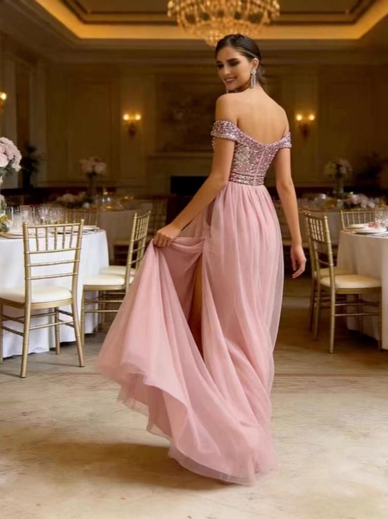 2026 Fashionable European and American V-neck Lace Backless Graduation Dress - Summer Style