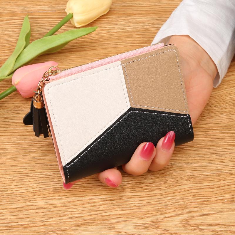 Women's Color Block Tassel Wallet - Versatile Korean Style Card and Coin Holder