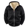 Men's Casual Loose Sweatshirt Solid Color Zipper Double Pocket Plush Hoodie Sports Sweatshirt Jacket